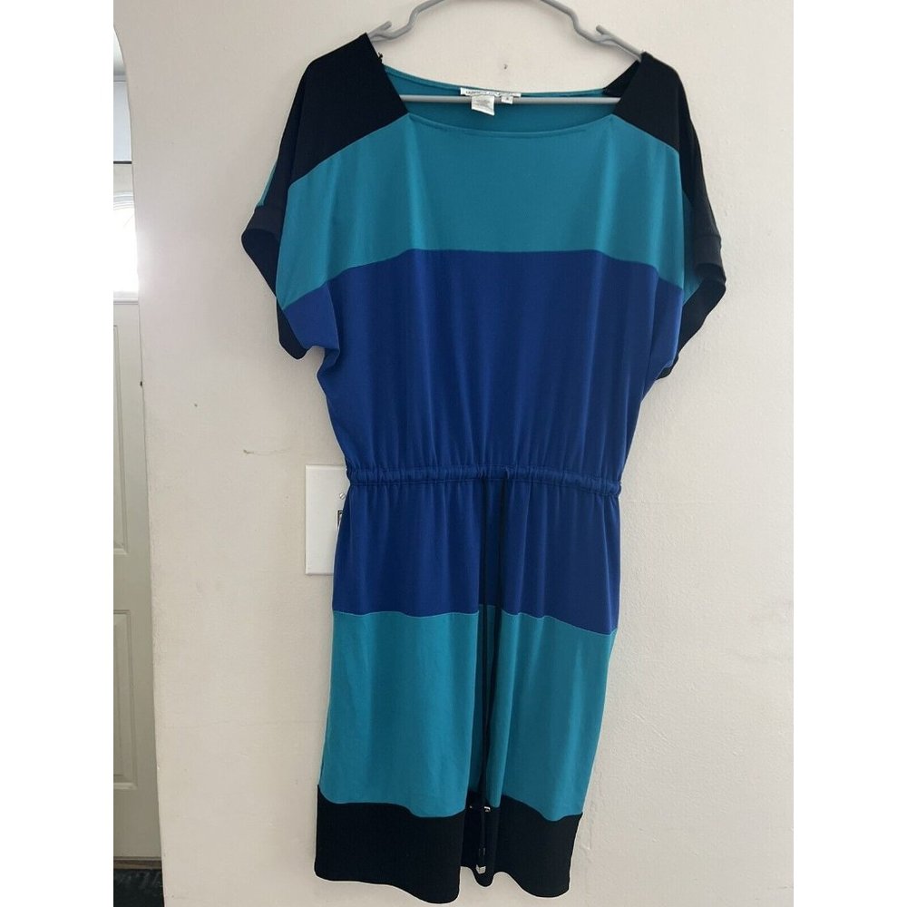 Maggy London Short Sleeve Colorblock Drawstring Waist Midi Dress Size 6